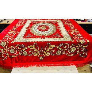 Velvet Bedspread, Vintage Unused Italian Wedding Blanket, Hollywood Regency Beds